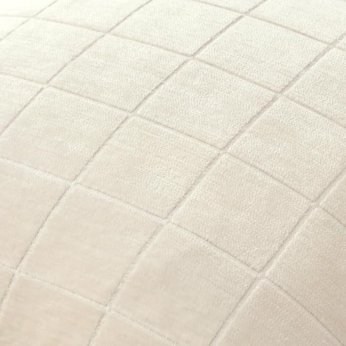 MIULEE Cream Plaid Decorative Throw Pillow Covers 18x18 Set of 2 | Vintage, Check Chenille Couch Pillows, Neutral Boho Farmhouse Cushion Covers, Modern Home Decor for Sofa Bed Living Room
