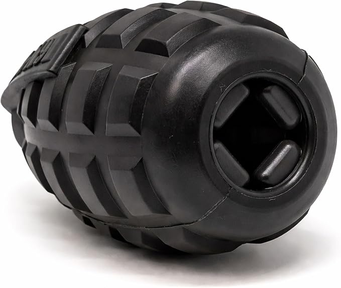 SodaPup USA-K9 Grenade – Durable Dog Treat Dispenser and Chew Toy Made in USA from Non-Toxic, Pet Safe, Food Safe Natural Rubber Material for Mental Stimulation, Problem Chewing, Calming Nerves & More