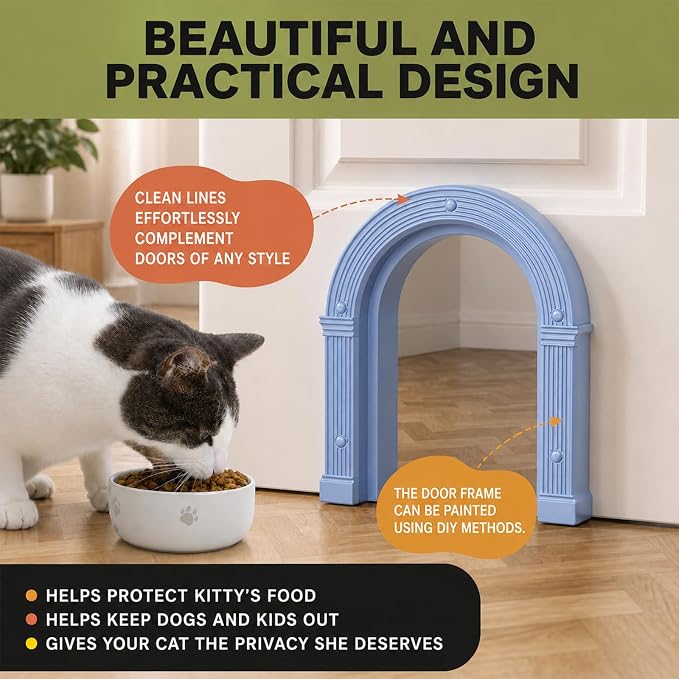 Cat Door for Interior Doors Large - No-Flap, No Training Needed