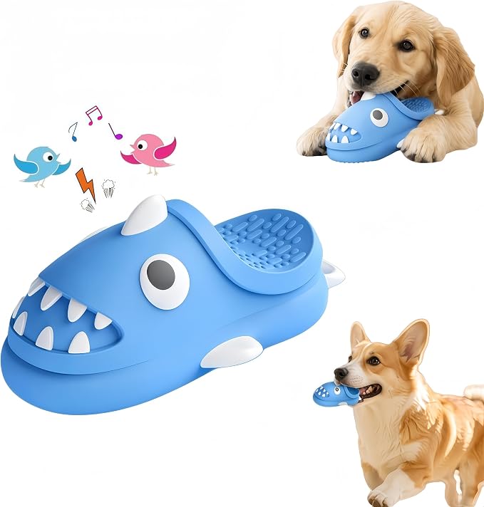 Shark-Shaped Dog Chew and Drag Toy, Squeaky Indoor/Outdoor Plaything, Interactive Chewing Toy for Dogs, Sound-Emitting Toy for Self-Entertainment and Boredom Relief