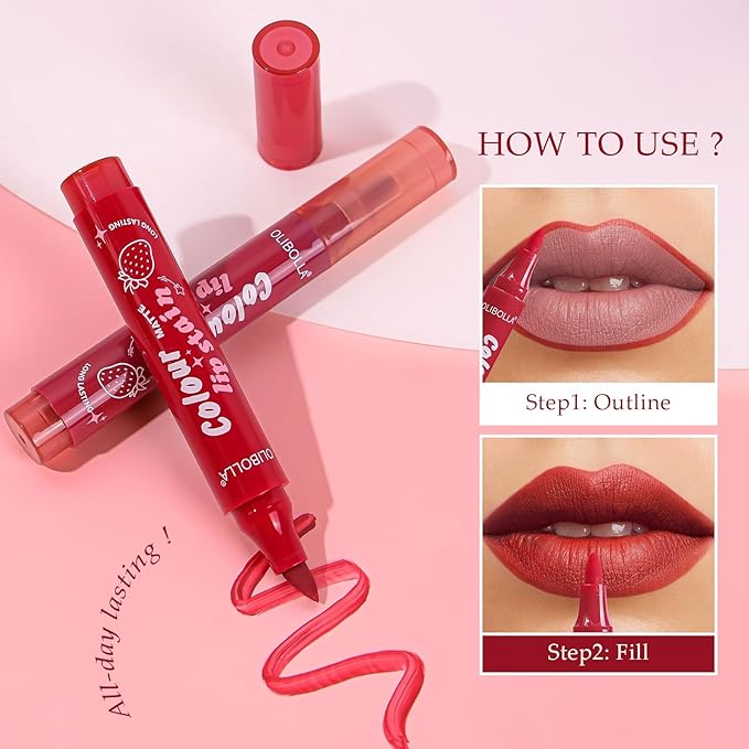 Matte Lip Stain Pen - Transfer Proof & Waterproof Lip Liner, Velvety Smooth, Highly Pigmented Full Coverage, All Day Wear (0.12 fl.oz)