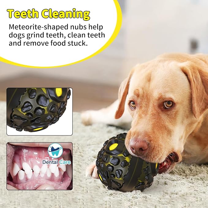 Dog Giggle Balls for Aggressive Chewers Interactive Dog Toy Ball | Fun Squeaky Sound to Keep Them Busy, Durable Rubber Chew Toys, for Small Medium Large Dogs, Indoor & Outdoor, Yellow
