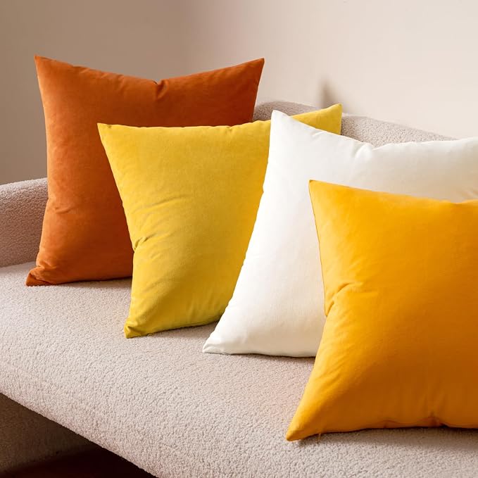 MIULEE Velvet Throw Pillow Covers 20x20 Inch Pack of 2 Pure White | Soft Solid Decorative Pillow Covers, Modern Luxury Home Decor, for Couch Chair Sofa Bedroom Livingroom