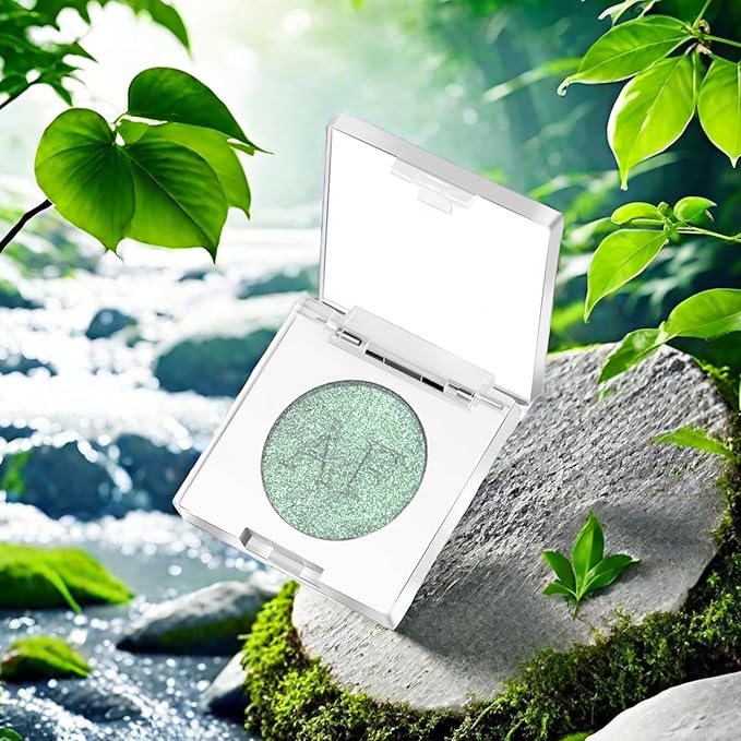 Highlighter Makeup,Green White Pink Shimmer Multichrome Face Highlighter Powder for Eyes Cheek Body,Waterproof Glint iluminadores de maquillaje Korean Highlight Makeup, Shine Natural Glow Enhancer, 04