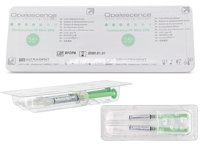 Opalescence 35% CP Mint - Gel Syringes Teeth Whitening - Refill Kit (4 Syringes Total) Carbamide Peroxide Gel. Made by Ultradent. Tooth Whitening Refill Syringes 5197-2