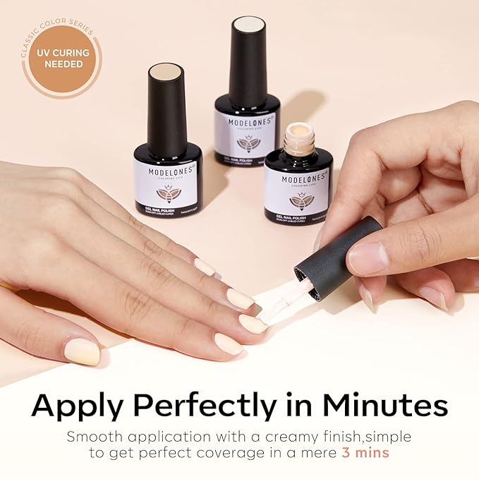modelones Gel Nail Polish Set- 6 Colors White Nude Brown Gel Polish Skin Tone Neutral Beige Tan Taupe Nail Polish Kit Popular ALL Seasons Soak Off Soapnails Nail Art Manicure DIY Salon Gift for Women