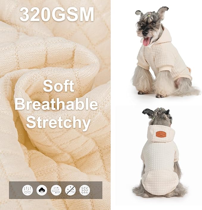 BEAUTYZOO Dog Hoodies Sweater for Large Dogs,Waffle‑Like Laminated Pet Coat | Warm Dog Sweatshirt with Pocket & Leash Hole,Pullover Clothes for Girl Boy Dogs,Stretchy & Easy‑On‑Off,Labrador & Great Danes