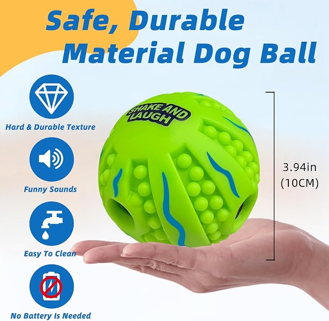 Spiky Interactive Dog Toys Ball, Wave, L, 3.94 in (10 cm) | Shaking with Gibbering Sound, Training, Teeth Cleaning, Herding
