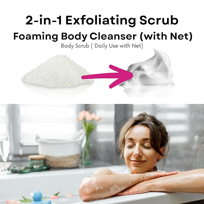 Pelican Soap Exfoliating Body Scrub for Women & Girls with Peach, Aloe, Sea Salt& Natural Exfoliant, Full Body Scrub Exfoliator with Gentle Foam, Natural Body Scrubs for Dead Skin & Dark Spot 6.35 Oz