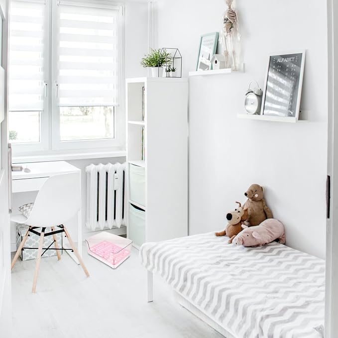 Abaodam Pet Litter Box Semi-Enclosed Acrylic Cat Toilet with Anti-Splash Design Medium Size Pink Portable Cat Bedpan for Indoor Housebreaking