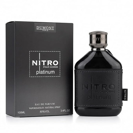 Dumont Nitro Platinum 3.4 Fl Oz Eau De Parfum for Men – Fruity Amber Fragrance – Luxurious Long Lasting Scent