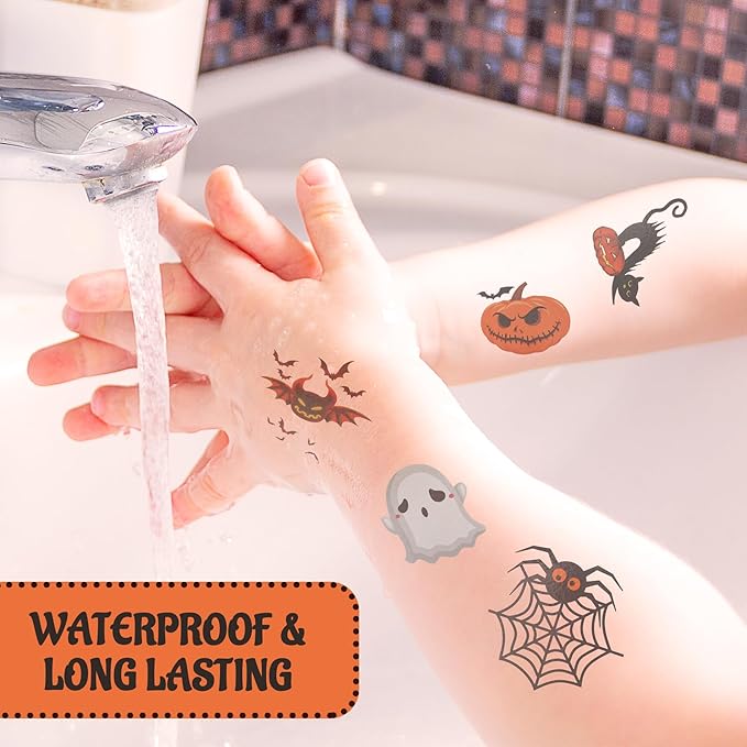 180PCS Halloween Temporary Tattoos for Kids - 60 Designs Waterproof Tattoo Stickers, Party Favor Trick or Treat Gift Supplies for Girls Boys