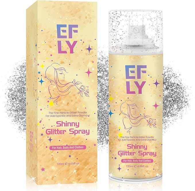 Body Glitter Spray for Hair and Body, Hair Glitter for Clothes, Face, Skin, Long Lasting Spray Glitter Suitable for Music Festival Rave and Makeup Prom 4.05 FL Oz (Silvery)
