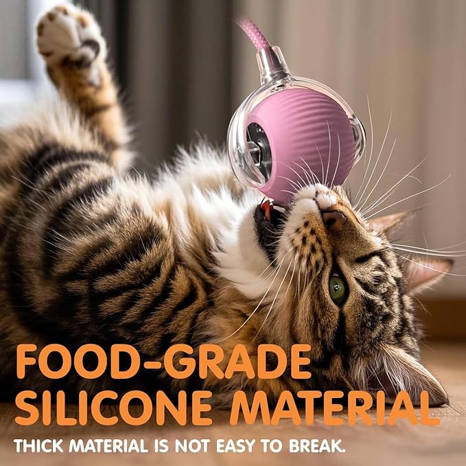Durable Interactive Cat Toys for Indoor Cats, Smart Automatic Cat Chase Ball Toy, Upgraded Speedy Tail Kitten Toy for Bored Indoor Adult Pets (Pink, 01)
