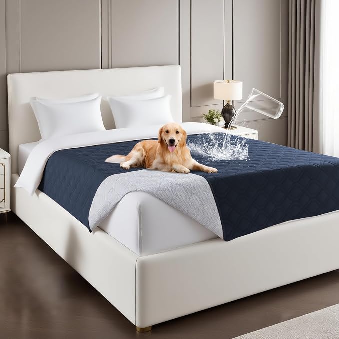 PrinceDeco Dog Bed Cover Blanket 52x82,Waterproof Pet Blanket Sofa Covers Washable Furniture Protector for Sofa, Sectional, Bed, Crate, Car & RV, Tear-Resistant Anti-Slip Backing,Navy
