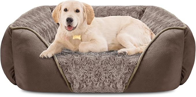 Large Dog Bed Rectangle Washable Orthopedic Soft Calming Sleeping Durable Pet Cuddler with Anti-Slip Bottom