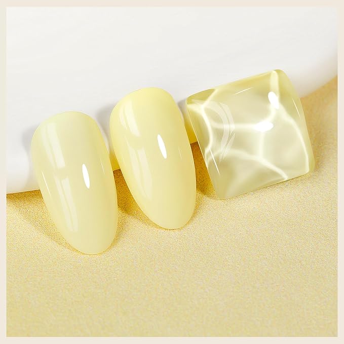 Yellow Nail Polish Quick Dry Pastel Nail Lacquer Sheer Color, Light Yellow Regular Fast Dry Fingernail Polish Bulk Non Gel Long-Lasting DIY Salon Gift for Women