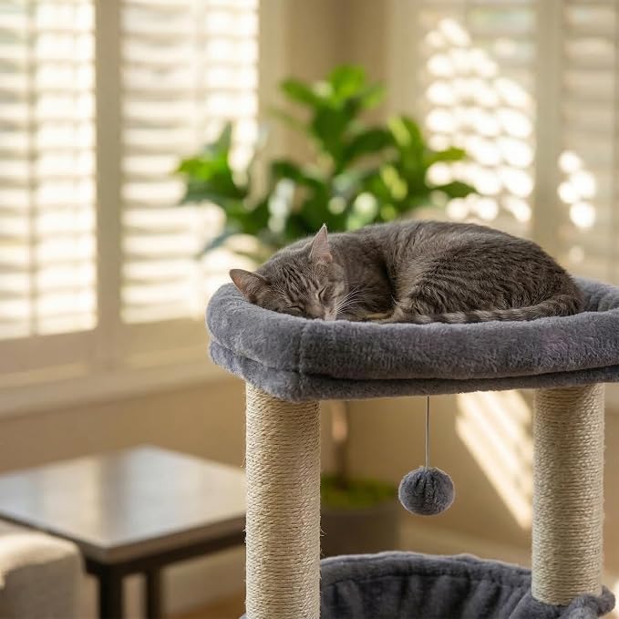 Fashion Design 43.3" Cat Trees with Cat Houses,Grey