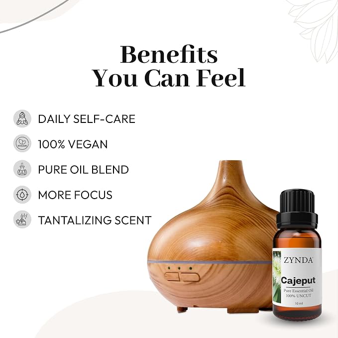 Cajeput Essential Oil - 100% Pure & Natural | Uncut Therapeutic Grade | Fresh & Invigorating Aroma | Lab Tested Organic Essential Oils for Skin, Aromatherapy, Massage, and Diffuser - 10ml