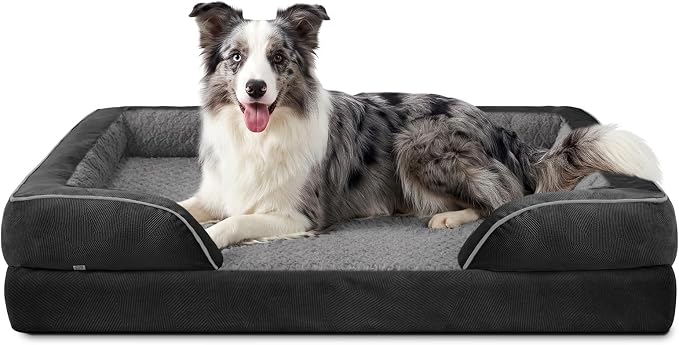 L Plus Orthopedic Dog Bed for Large Dogs, Washable Dog Sofa with Egg-Crate Foam, Waterproof Lining and Non-Skid Bottom