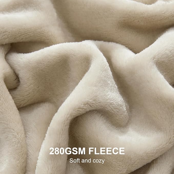 Hansleep Throw Taupe Fleece Blanket, Soft Flannel Bed Blanket | Fuzzy Cozy Blanket 50x60 Inches, Multi-use for Bed, Sofa, Couch, Travel, Camping, All Season Warm Lightweight Cover