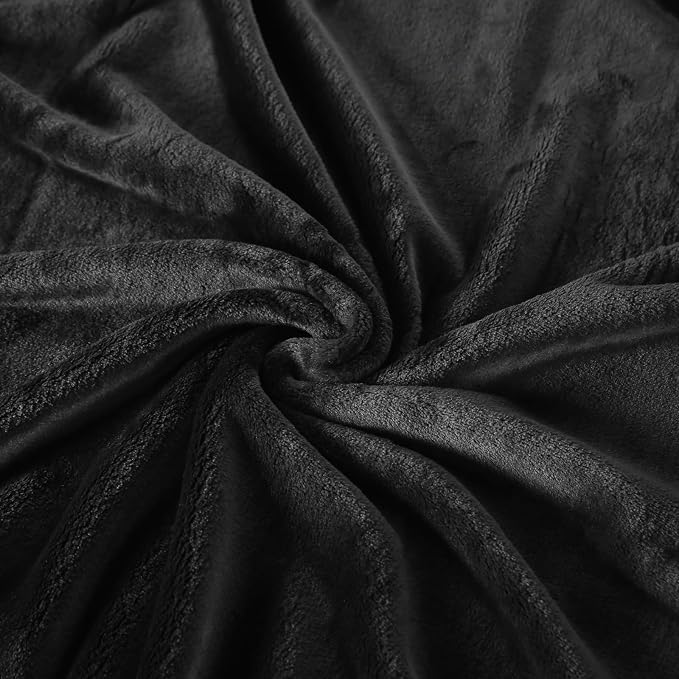 TASTHROW Black Throw Blanket 60x80 Inches | Soft Plush Cozy Fleece Flannel Throw Blanket, Lightweight Warm Throws for Bed, Couch, Bedroom and Living Room, All Seasons