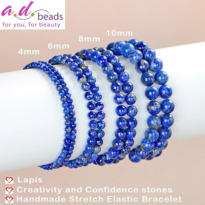 AD Beads Handmade Gemstone Stretch Elastic Bracelet Crystal Healing Reiki Nature's Beauty and Spiritual Essence Unisex