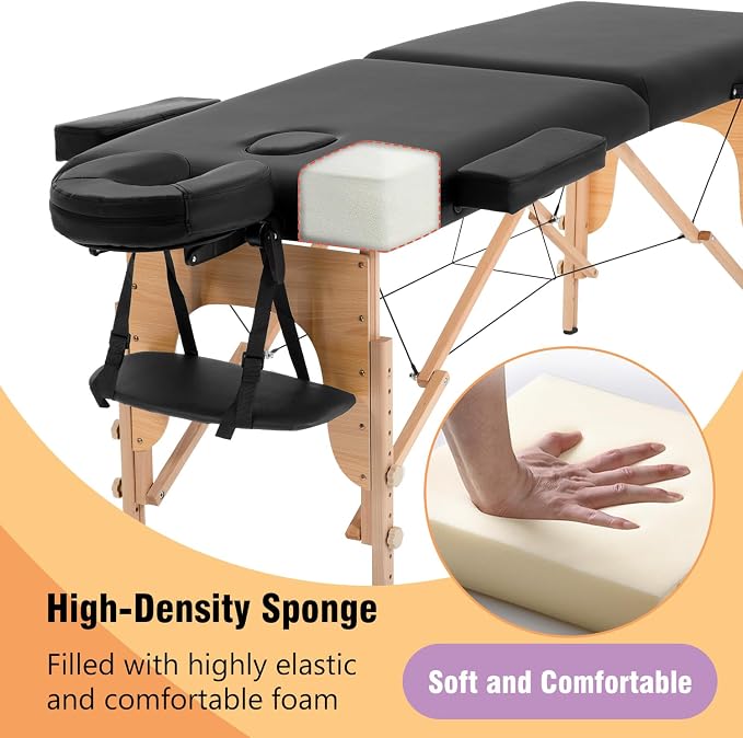 BestMassage Massage Bed Portable Massage Table 23 in Wide Lash Bed Height Adjustable 2 Folding with Non-Woven Bag for Spa Footmassage Facial CareSpa Tattoo