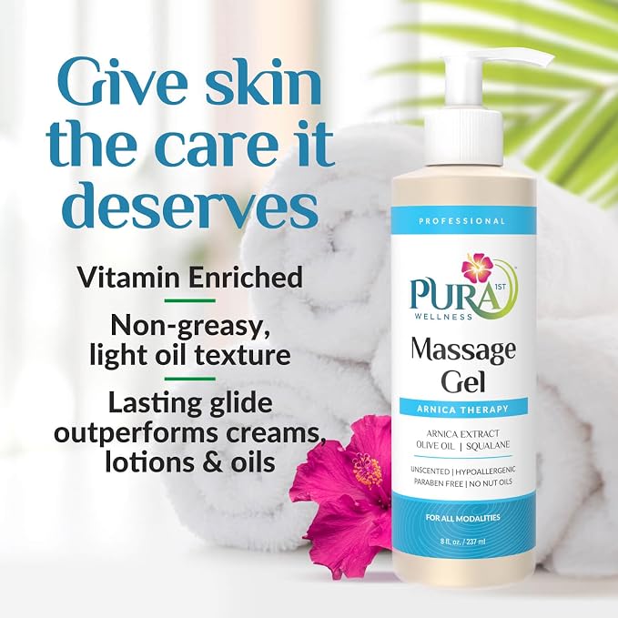Arnica Therapy 8 Fl oz Massage Gel, Arnica Extract, Professional, Massage Therapy, Deep Tissue, Unscented, Hypoallergenic, Natural Ingredients, Skin Hydrating, Moisturizing, Muscle Relief