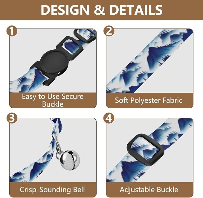 Blue Mountain Landscape Puppy Collar 2 Pack Lightweight Small Dog Collar Adjustable 10.6 to 17.1 Inches
