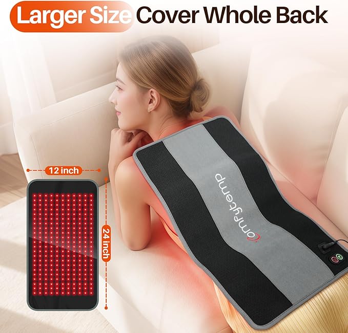 Comfytemp 24’’ x 12’’ Large Red Light Therapy Pad for Body, FSA Eligible HSA Near Infrared Light Therapy Wrap with Timer, 242 LEDs Light Therapy Pad for Back Shoulder Joint Muscle, 32W
