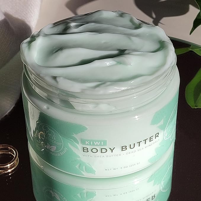 Natural Elephant Body Butter with Shea Butter, Dead Sea Minerals & Vitamin E - Luxurious Moisturizer, Hydrating Cream, Cruelty-Free, Paraben-Free, 9 oz (Kiwi)