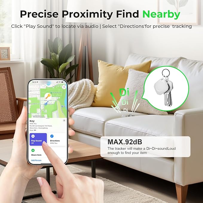 Tracker Tags-4 Pack(iOS Only), ltem Finder Smart Tag Set Milk White | IP67 Waterproof, Loud Beep, Replaceable Battery, Smart Tag for Keys, Bags, Luggage, Pets, Wallet, Compatible with Find My APP