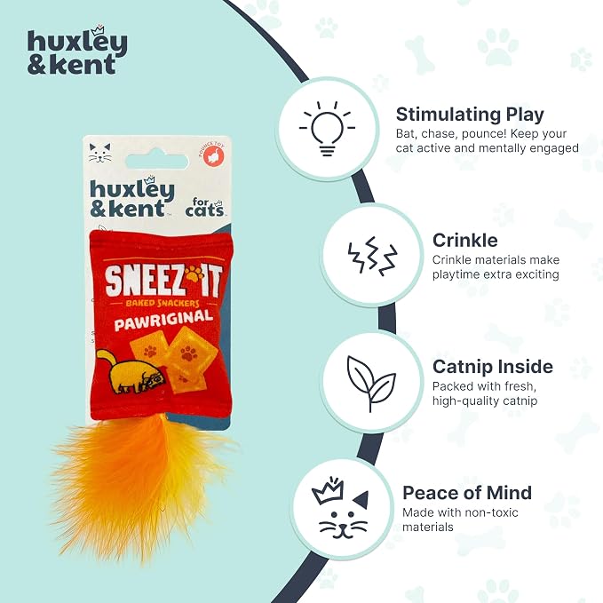 Huxley & Kent Plush Crinkle Catnip Cat Toy, Sneeze-It