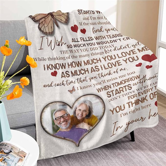 Custom Memorial Blanket with Photo - Sympathy Gift for Loss of Loved One | in Loving Memory Personalized Sympathy Blanket for Loss of Dad Mom Husband Wife Friend Memory of Loved One Gifts, Made in USA