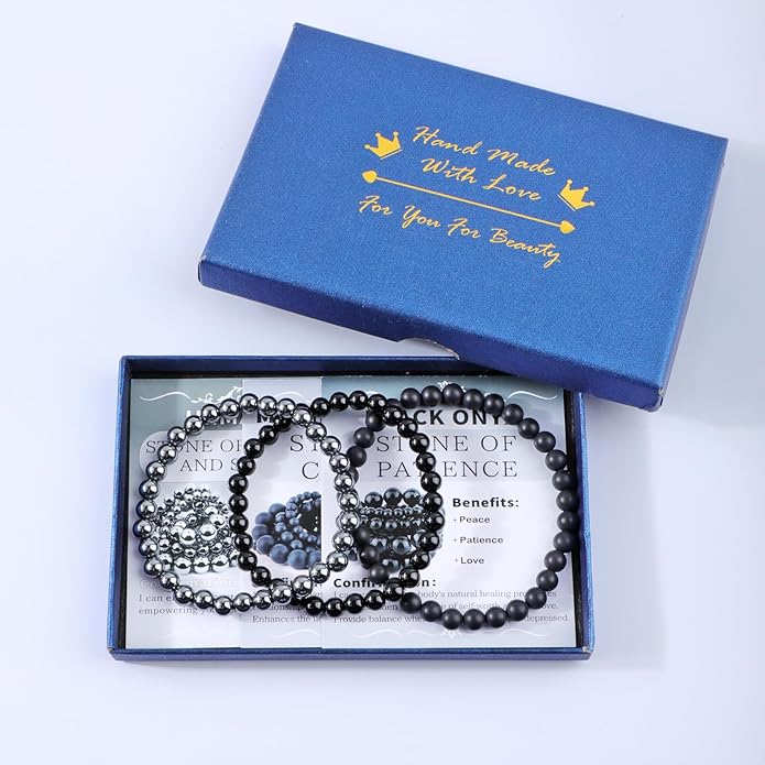 NCB 2.3-Piece 4mm Natural Crystal Gemstone Stretch Bracelets – Handmade Reiki Energy Healing Jewelry for Meditation,Yoga, Unisex