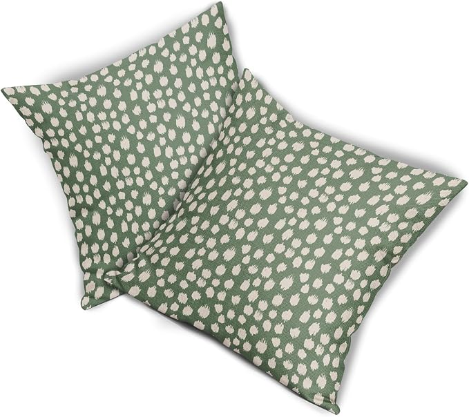 Sage Green Cream Dots Pillow Covers 18x18 Set of 2 Boho Design Polka Dot Throw Pillows Modern Trendy Print Outdoor Decorative Pillowcase Square Linen Cushion Cases Decor for Sofa Couch Bed