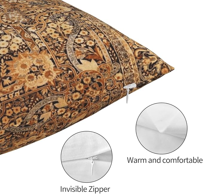 Antique Persian Kirman Rug Print Pillow Covers Decorative Lumbar Throw Pillowcase 12x20 Inch Couch Cushion Cover for Home Decor Living Room Bedroom College Dorm Bed Car Sofa