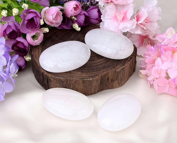 LAIDANLA Clear Quartz 2.4" Large Palm Stone Healing Crystals Natural Gemstones Calming Effects Energy Balancing Reiki Polished Worry Stone Cleansing Protection Anxiety Stress Relief Therapy 1PC