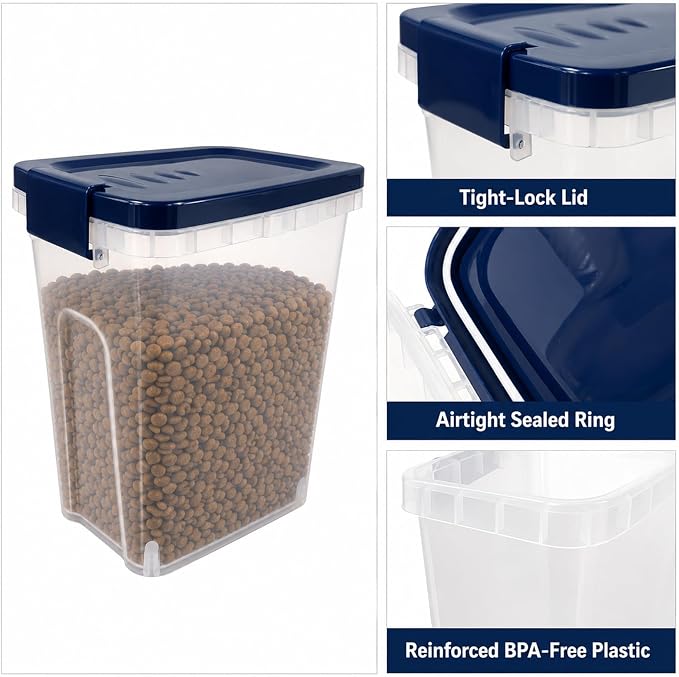 5-10 Lbs Airtight Cat Dog Food Storage Container, 8QT Compact Pet Food Bin