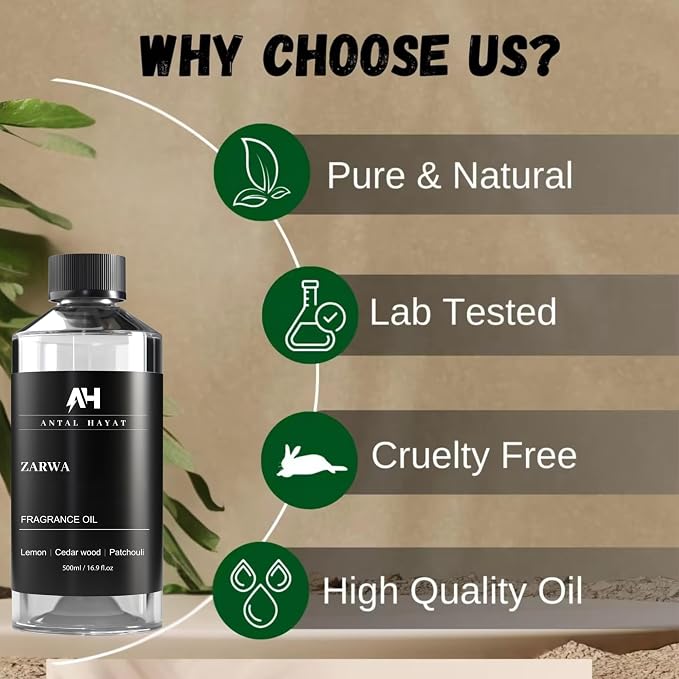 Hotel Scents Diffuser Oil Zarwa 500ml – Creed-Aventus Inspired Luxury Scent – Lemon, Cedarwood, Patchouli – Essential Oil Refill for Waterless & Ultrasonic Diffuser – Home & Hotel Aromatherapy Oil