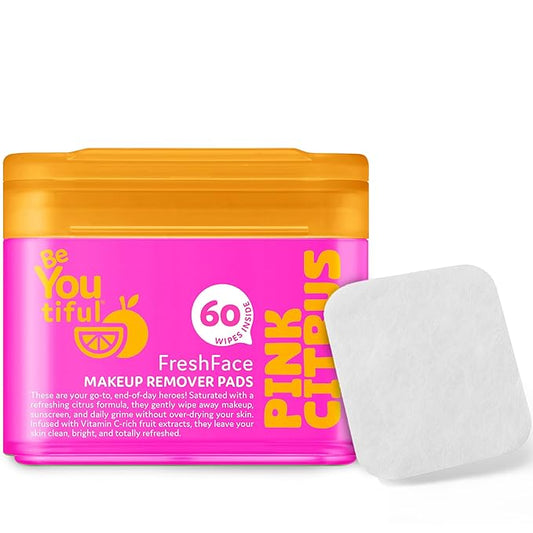 BeYoutiful FreshFace Makeup Remover Face Wipes for Teens and Kids, Easter Basket Stuffers, 60 Make Up Remover Pads, Gentle Safe Skincare, Vegan, Easter Gifts for Kids