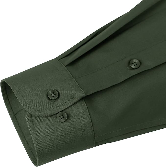 J.VER Men's Dress Shirts Solid Long Sleeve Stretch Wrinkle-Free Formal Shirt Business Casual Button Down Shirts