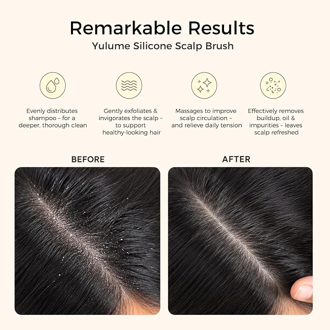 Scalp Massager Shampoo Brush, Soft Silicone Bristles Head Scrubber for Deep Cleansing, Dandruff Removal & Hair Growth, Ergonomic Exfoliator, Wet & Dry Use, Eco-Friendly Shower Brush, Black