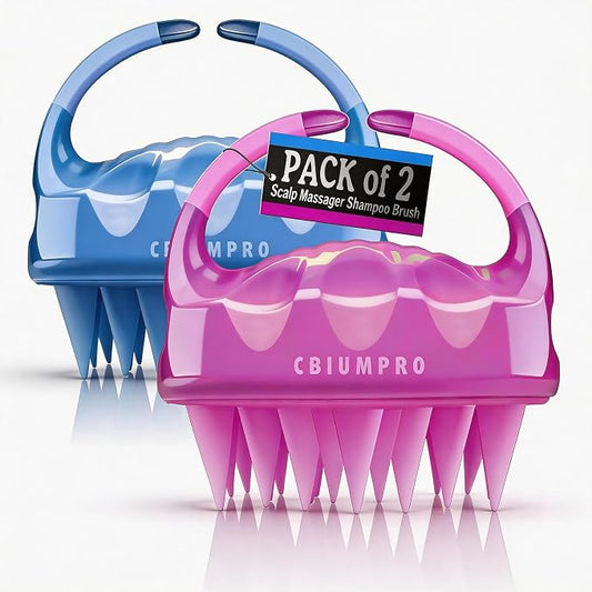 Cbiumpro 2-Pack Scalp Massager Shampoo Brush, Ultra Soft Silicone Scalp Scrubber Exfoliator Brush for Hair Growth & Dandruff Removal - 100% Fit All Hair Types