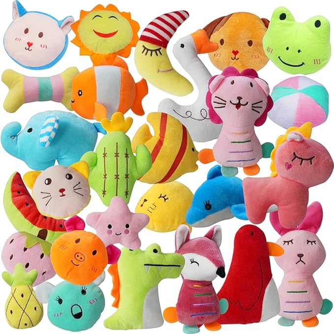 27 Pack Puppy Squeaky Toy Cute Bulk Plush for Small Dogs
