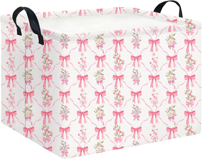 CLOCOR Rectangular Storage Basket Empty,Gift Basket,Waterproof Storage Bin,Room Decor(Spring Flower)