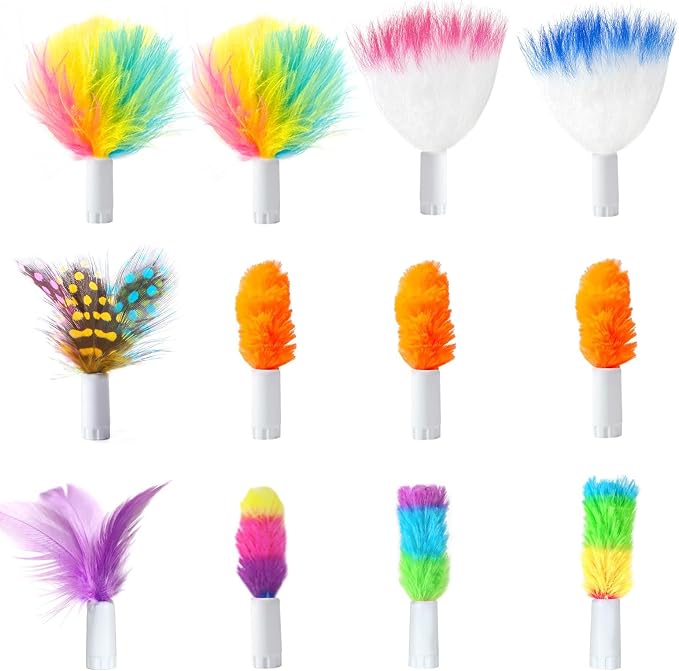 ORSDA 12Pcs Feathers Replacement and Soft Furry Accessories ONLY Fits T65/T68 Model, Interactive Toys for Indoor Cats-NOT fits for Other Brand Toys