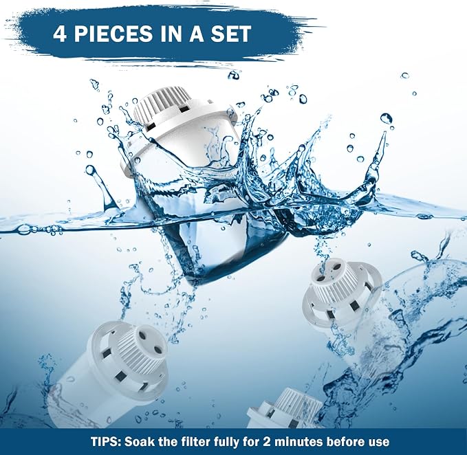 Large Dog Water Fountain Filters Replacement 4 Packs for PETNF 3 Gallons Stainless Steel Pet Fountain Dog Water Bowl Dispenser,7-Layer Human-Grade Vertical Filtration for D2341/D2223/D2419/D2322 Model