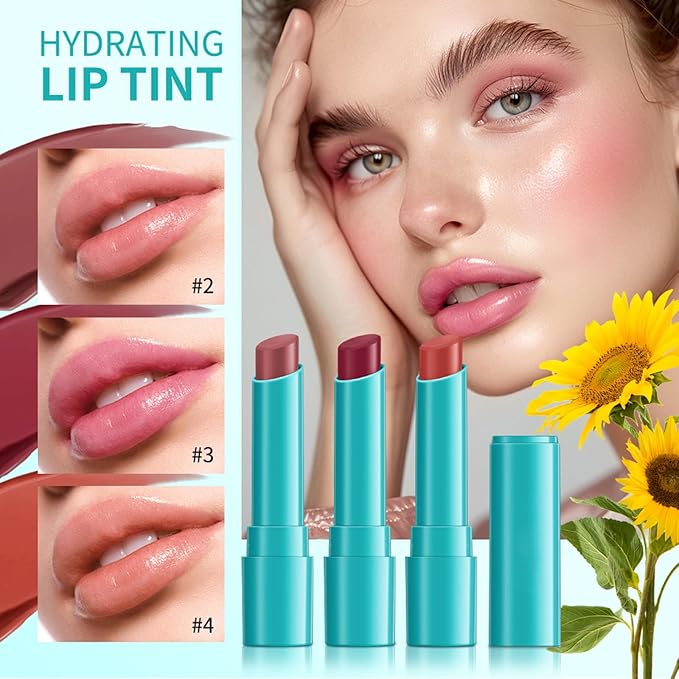 Charm Kiss Lip Tint Hydrating, Sheer Strength Hydrating Lip Tint,Powerful Moisturizing Lipstick Water Lipstick Natural Ingredients, Non-Sticky And Long-Lasting(3# Muted Rose)